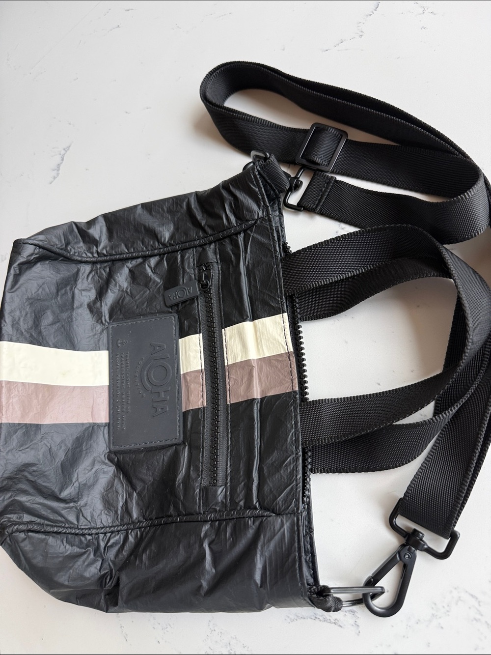 ALOHA Collection Le Voyageur crossbody bag Caffe On Black Color - Picture 10 of 14